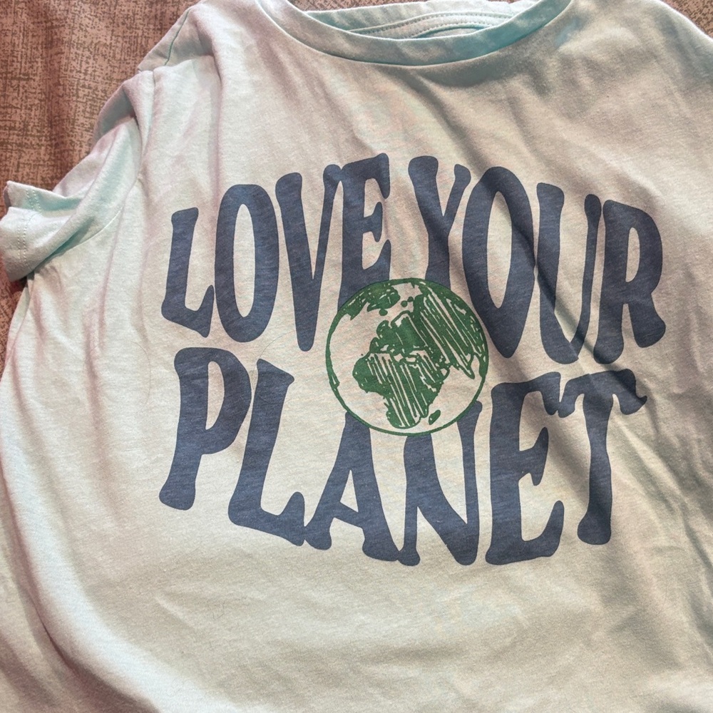 Freeze Eco Message Kids Tee - Light Blue and Green